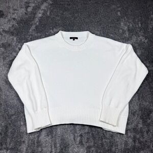 Quince Organic Cotton Crewneck Sweater White Knit Pullover Womens Small